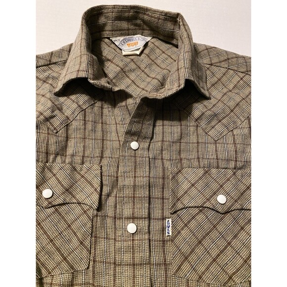 VTG Levi's Plaid Western Shirt Pearl Snap Youth Small Boys 8-10 Rodeo Korea GUC - Picture 4 of 16